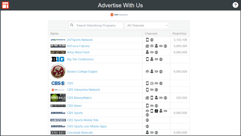 Advertise With Us Webpage