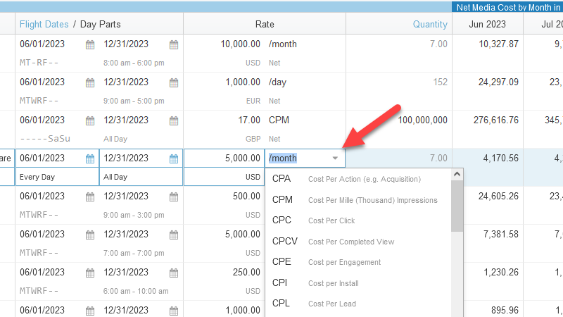 screenshot of omnichannel media pricing