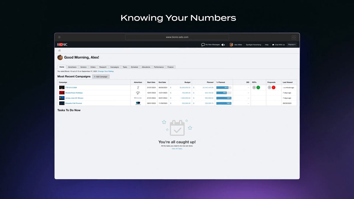 a screenshot of media planning software entitled "Knowing Your Numbers"