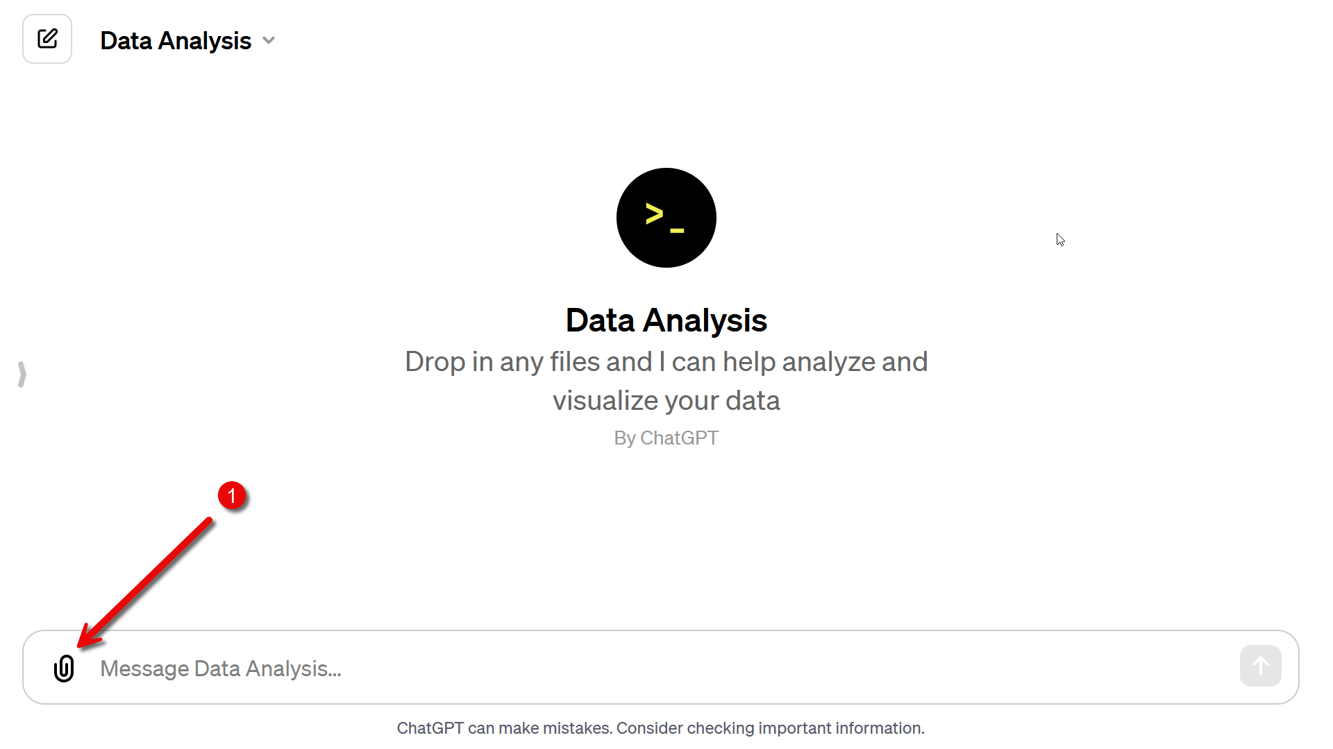 Screenshot showing how to Upload Media Plan Data into Data Analysis GPT.