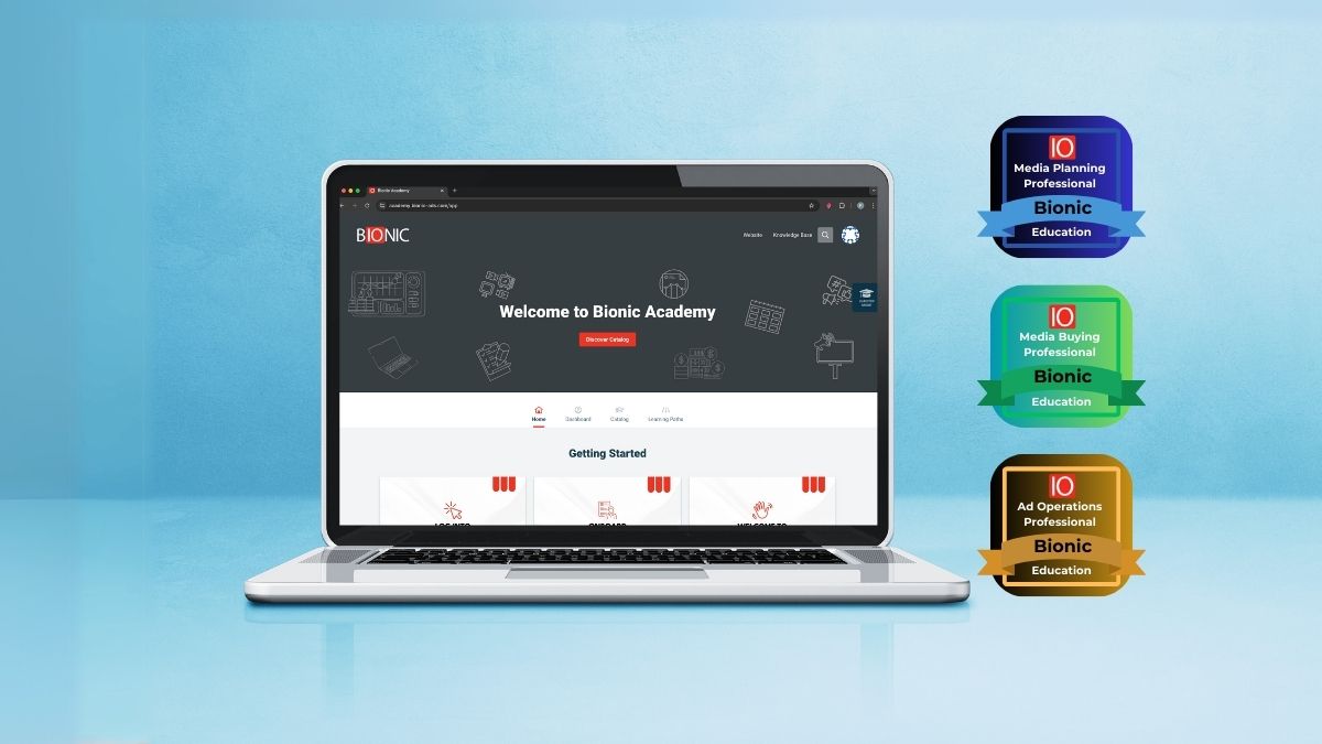 Image with a screenshot of Bionic Academy and certification programs.