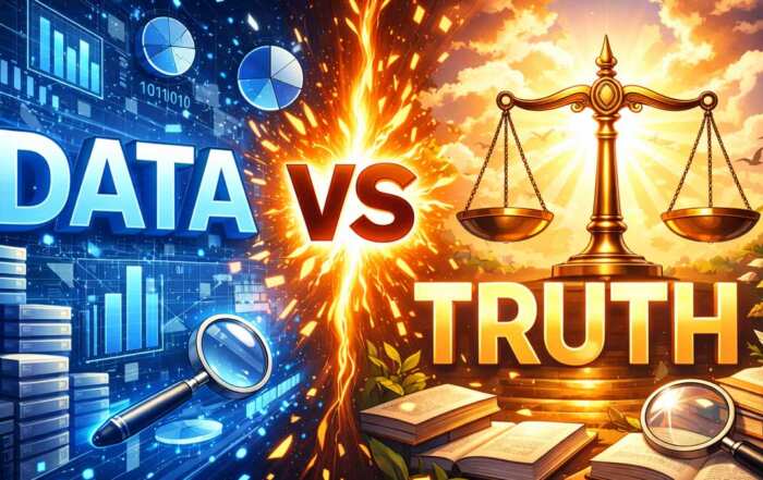 graphic depiction of data on left versus truth on right.